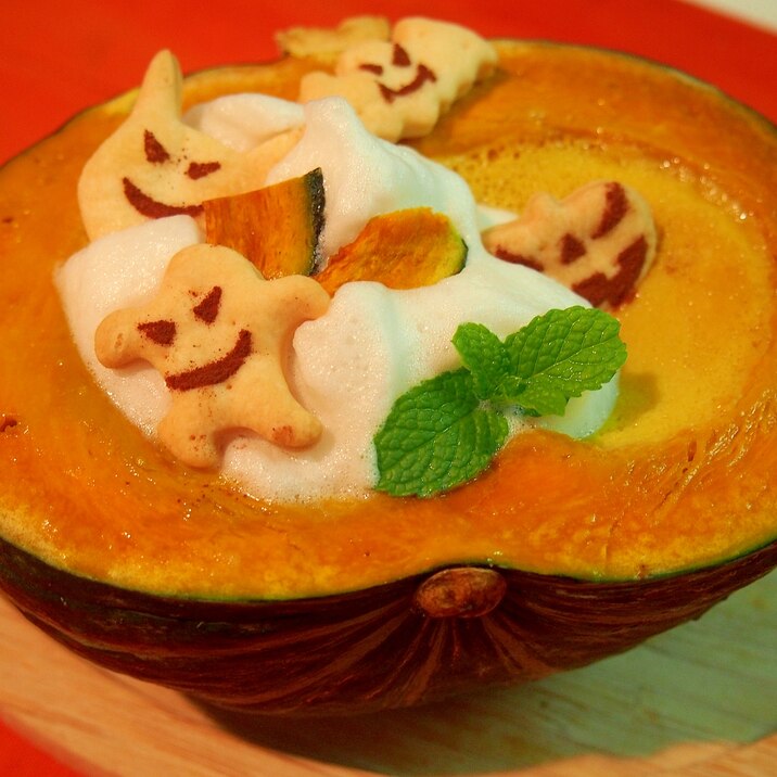 器もかぼちゃのハロウィーンプリン！（豆乳を使用）